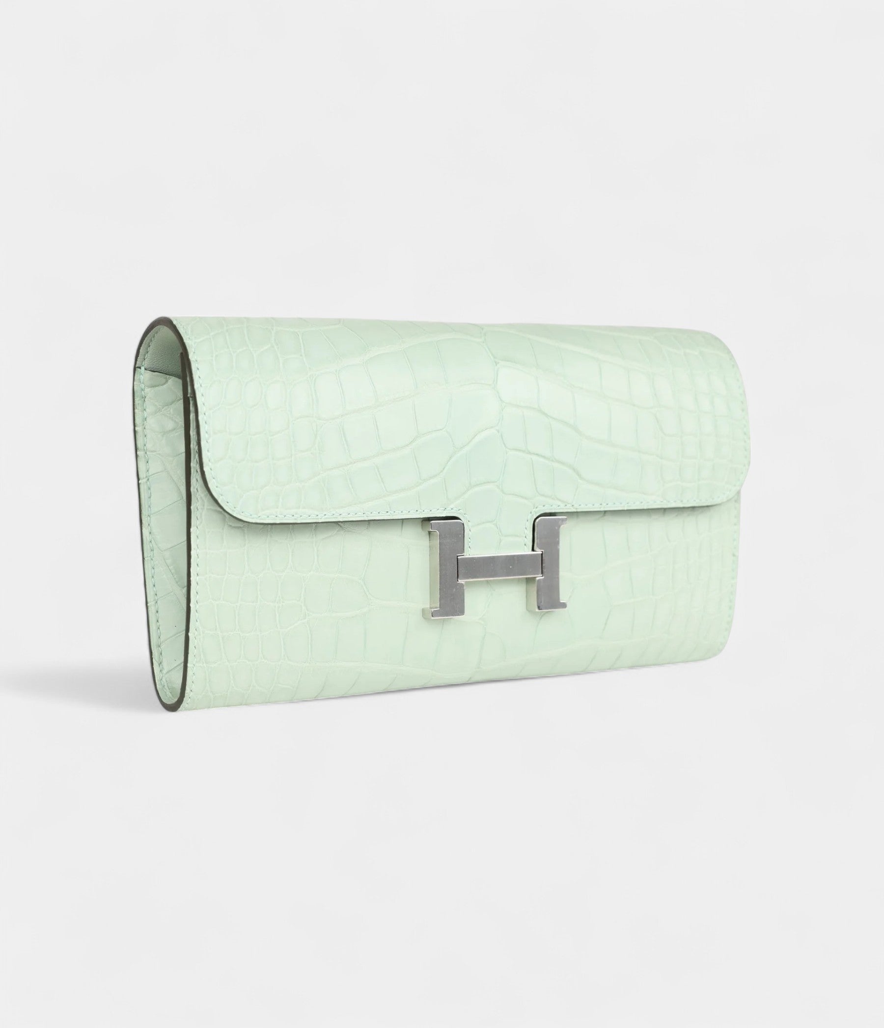 Hermès Constance Wallet To Go Vert D'eau Matte Alligator Palladium Hardware