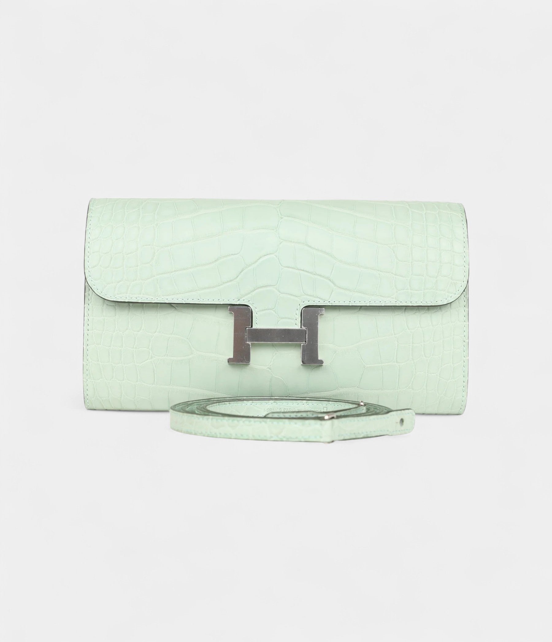 Hermès Constance Wallet To Go Vert D'eau Matte Alligator Palladium Hardware