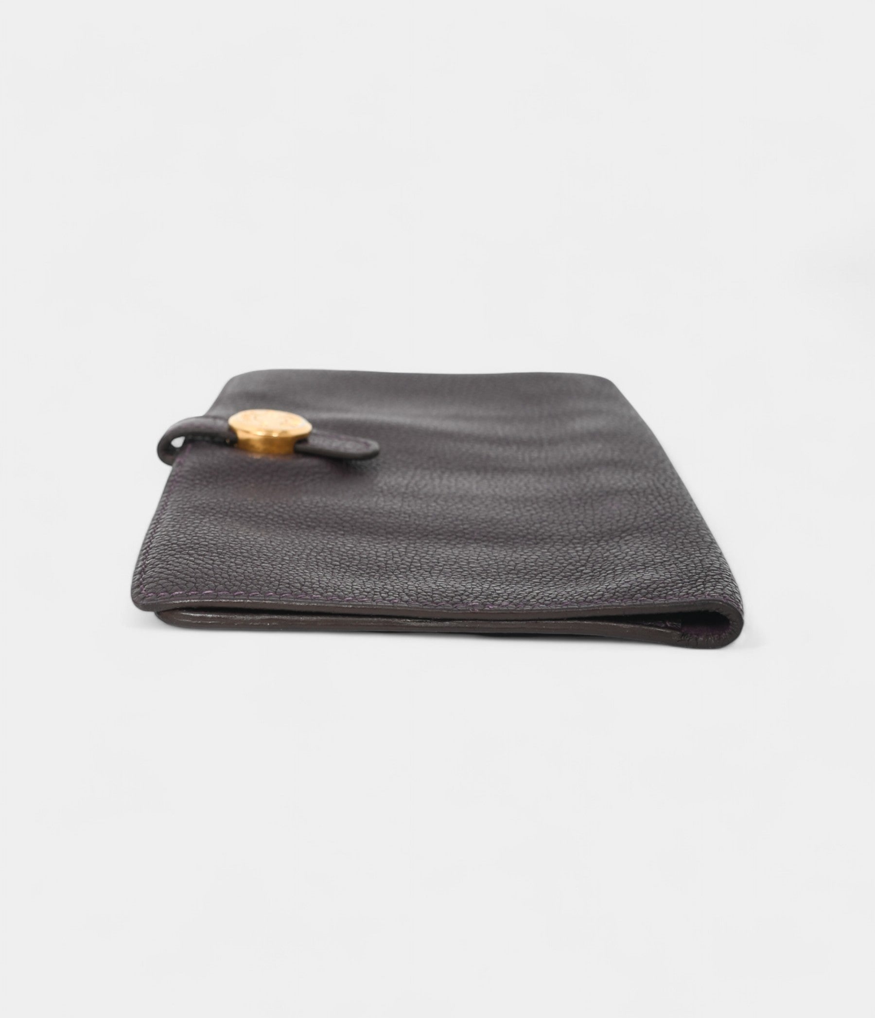 Hermès Dark Purple Clemence Leather Dogon Duo Wallet