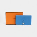 Hermès Dogon Duo Wallet Blue Leather