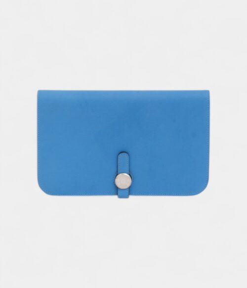 Hermès Dogon Duo Wallet Blue Leather