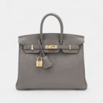 Hermès Etain Togo Birkin 25 Gold Hardware