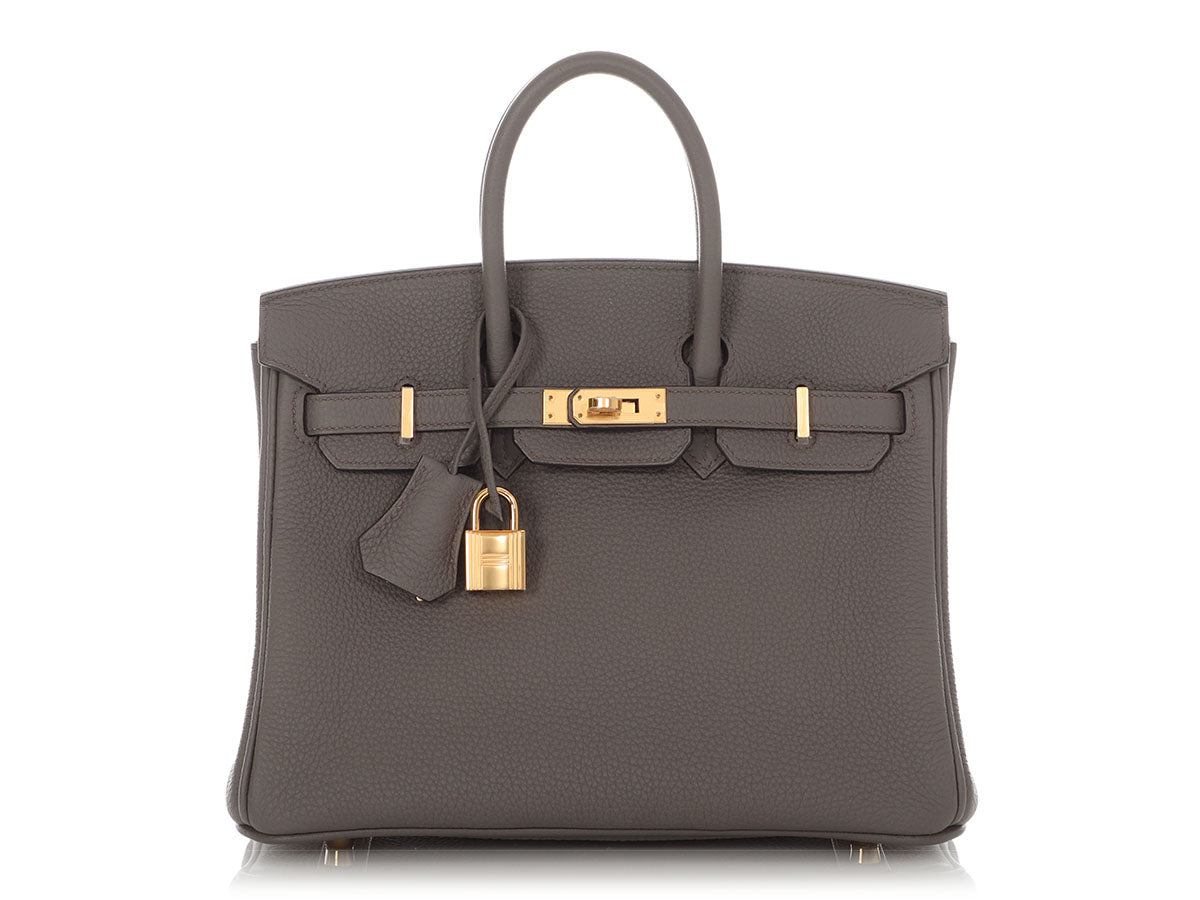 Hermès Etain Togo Birkin 25 Gold Hardware