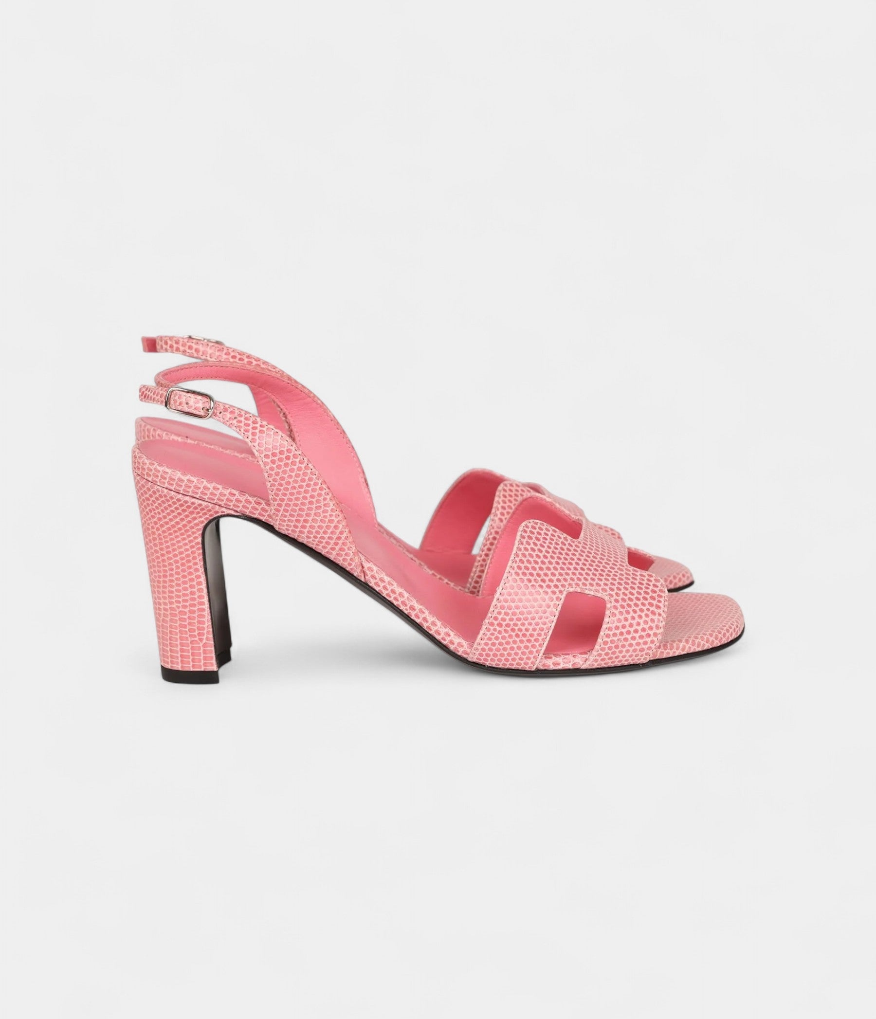 Hermès Eternite 80 Sandal Rose Jaipur Lizard Palladium Hardware 37 EU