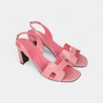 Hermès Eternite 80 Sandal Rose Jaipur Lizard Palladium Hardware 37 EU