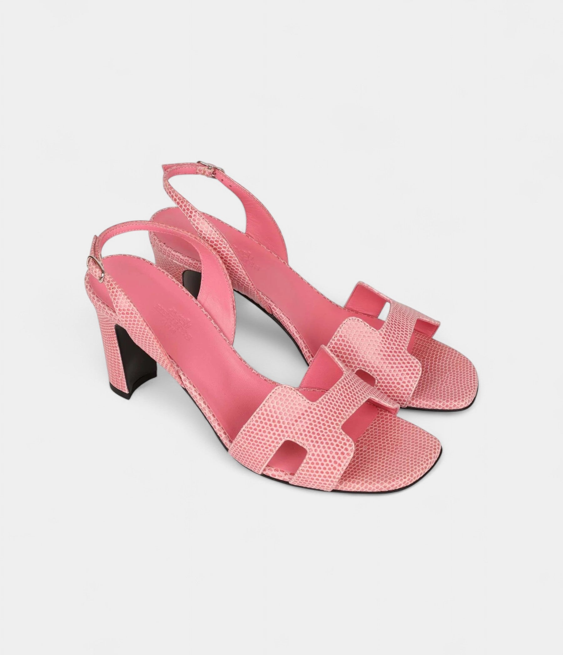 Hermès Eternite 80 Sandal Rose Jaipur Lizard Palladium Hardware 37 EU
