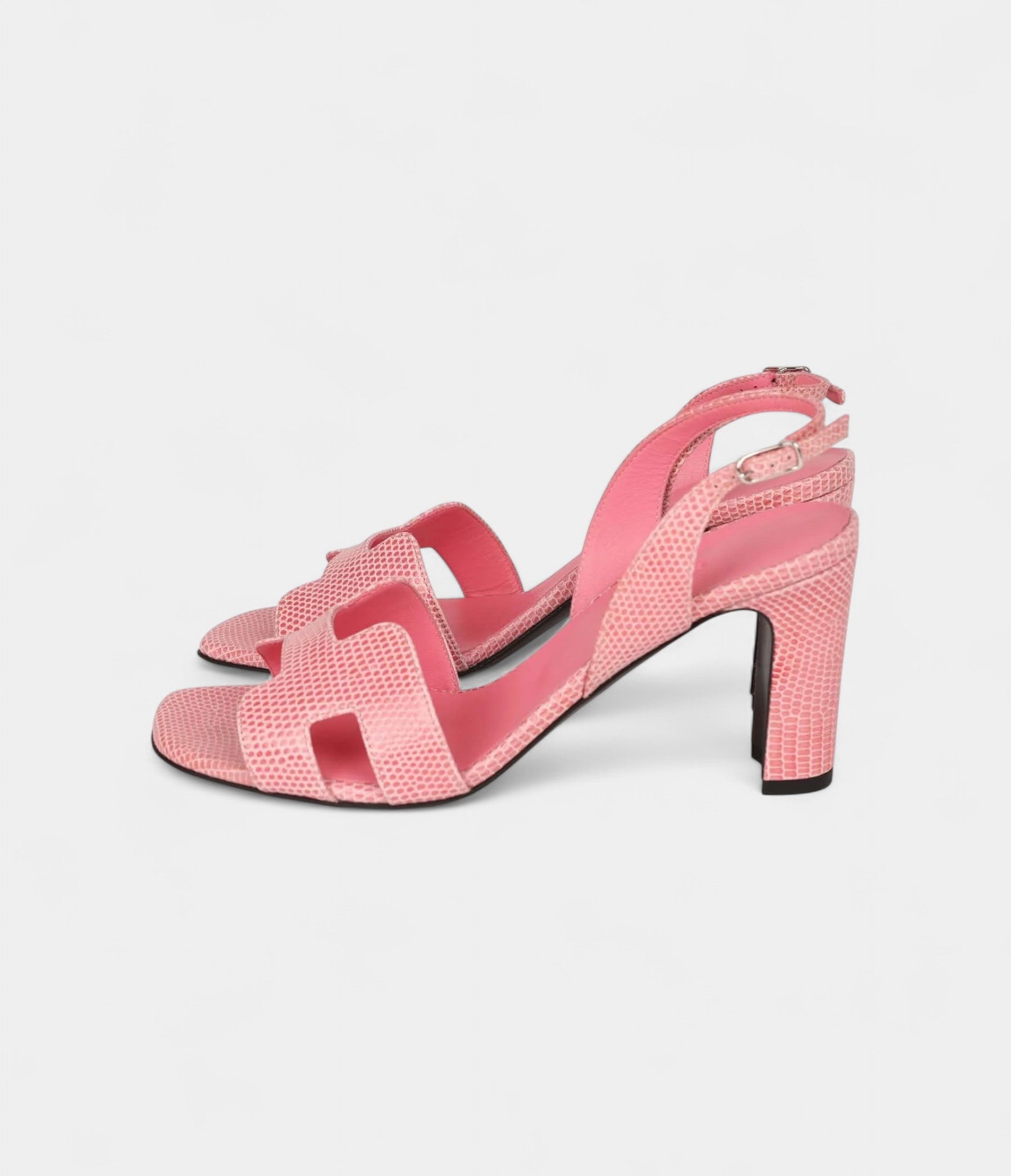 Hermès Eternite 80 Sandal Rose Jaipur Lizard Palladium Hardware 37 EU