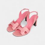 Hermès Eternite 80 Sandal Rose Jaipur Lizard Palladium Hardware 37 EU