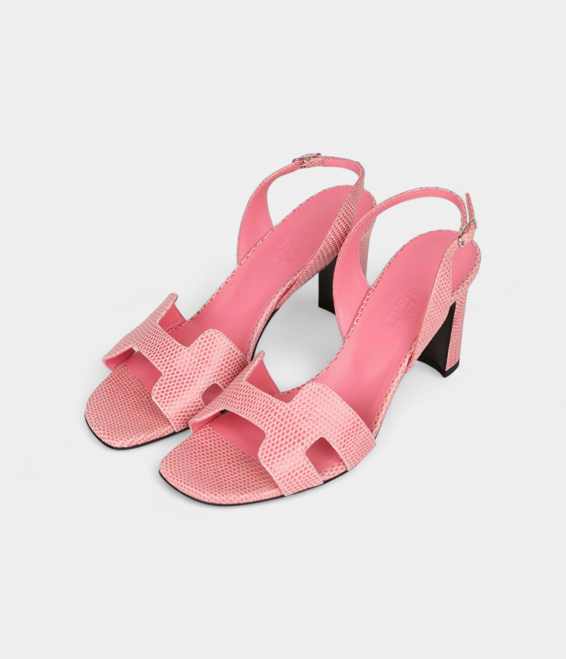 Hermès Eternite 80 Sandal Rose Jaipur Lizard Palladium Hardware 37 EU
