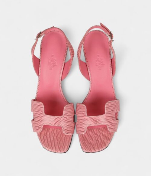 Hermès Eternite 80 Sandal Rose Jaipur Lizard Palladium Hardware 37 EU