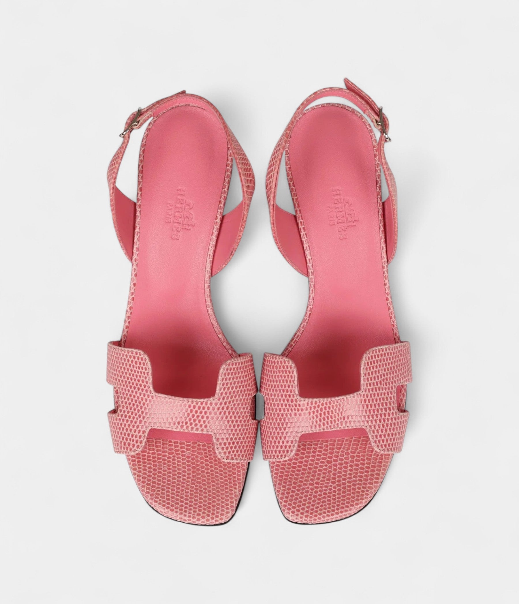 Hermès Eternite 80 Sandal Rose Jaipur Lizard Palladium Hardware 37 EU