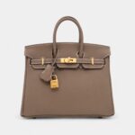 Hermès Etoupe Togo Birkin 25 Brushed Gold Hardware