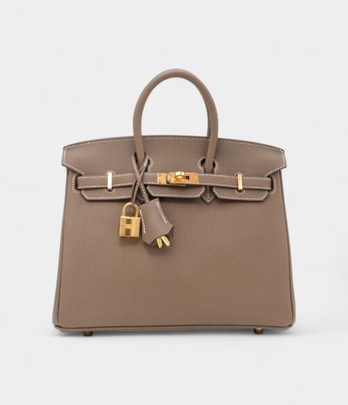 Hermès Etoupe Togo Birkin 25 Gold Hardware