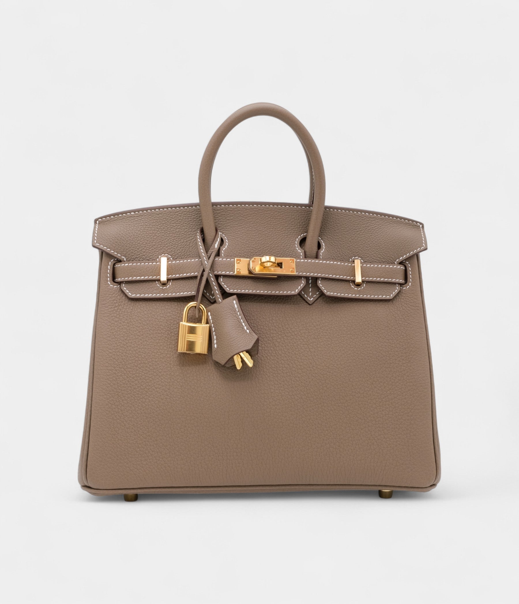 Hermès Etoupe Togo Birkin 25 Gold Hardware