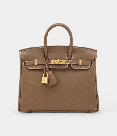 Hermès Etoupe Togo Birkin 25 Gold Hardware