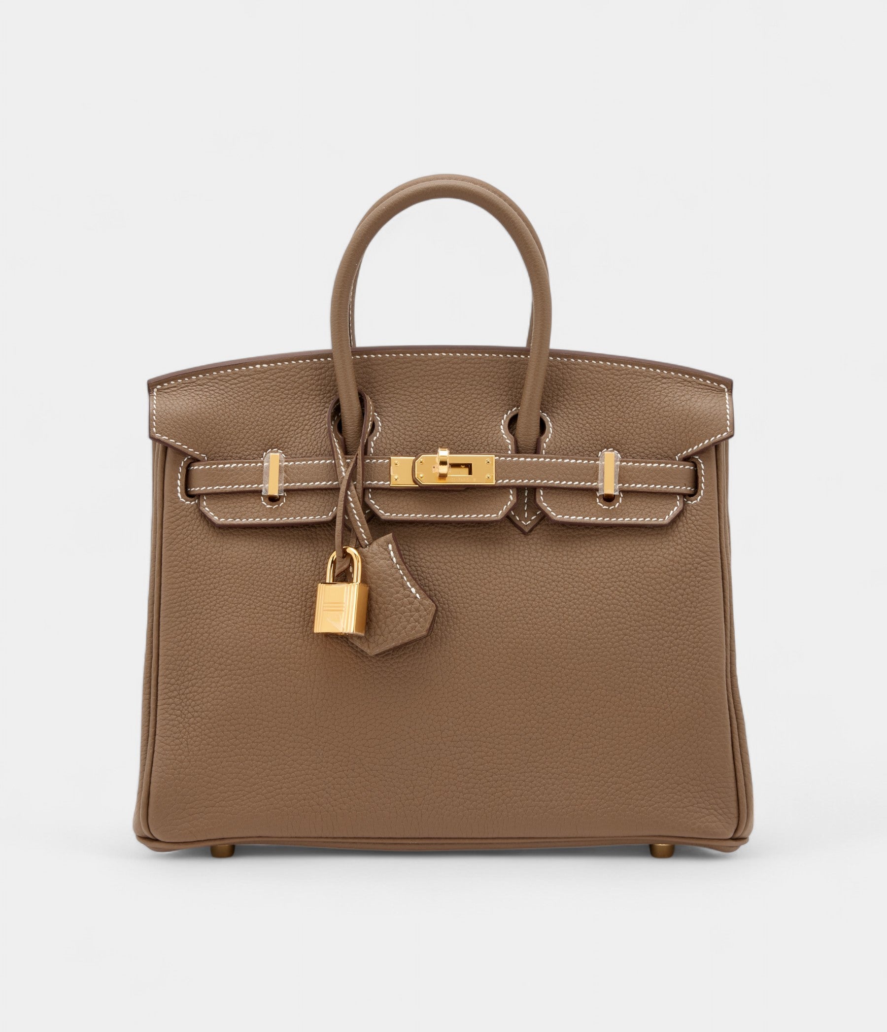 Hermès Etoupe Togo Birkin 25 Gold Hardware