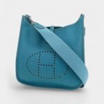 Hermès Evelyne Shoulder Bag in Blue Jean Togo Leather