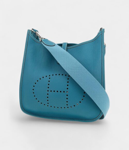 Hermès Evelyne Shoulder Bag in Blue Jean Togo Leather