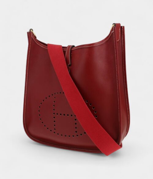 Hermès Evelyne Shoulder Bag in Red H Chamonix Leather