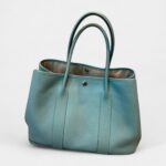 Hermès Garden Party Leather Tote Blue Handbag