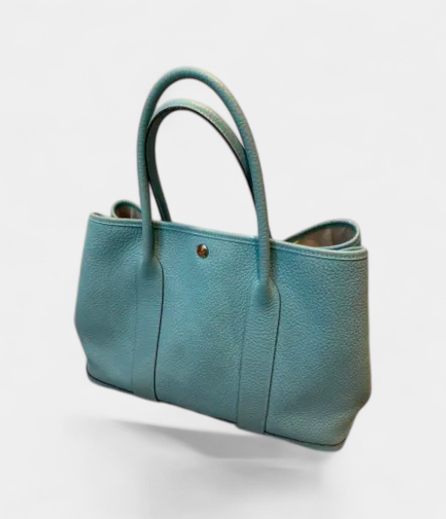 Hermès Garden Party Leather Tote Blue Handbag