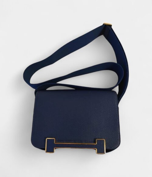 Hermès Geta Handbag in Navy Leather