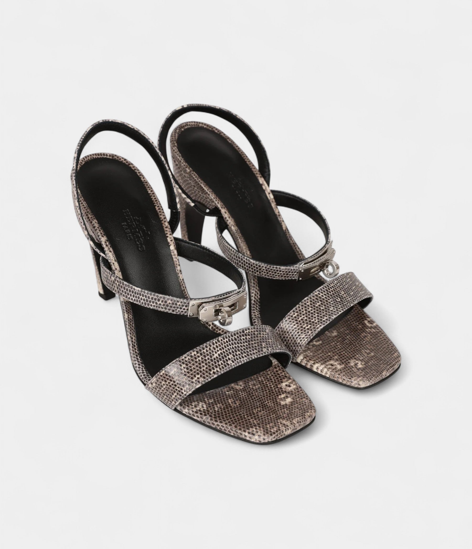 Hermès Glamour 95 Sandals Ombre Lizard Palladium Hardware 38 EU