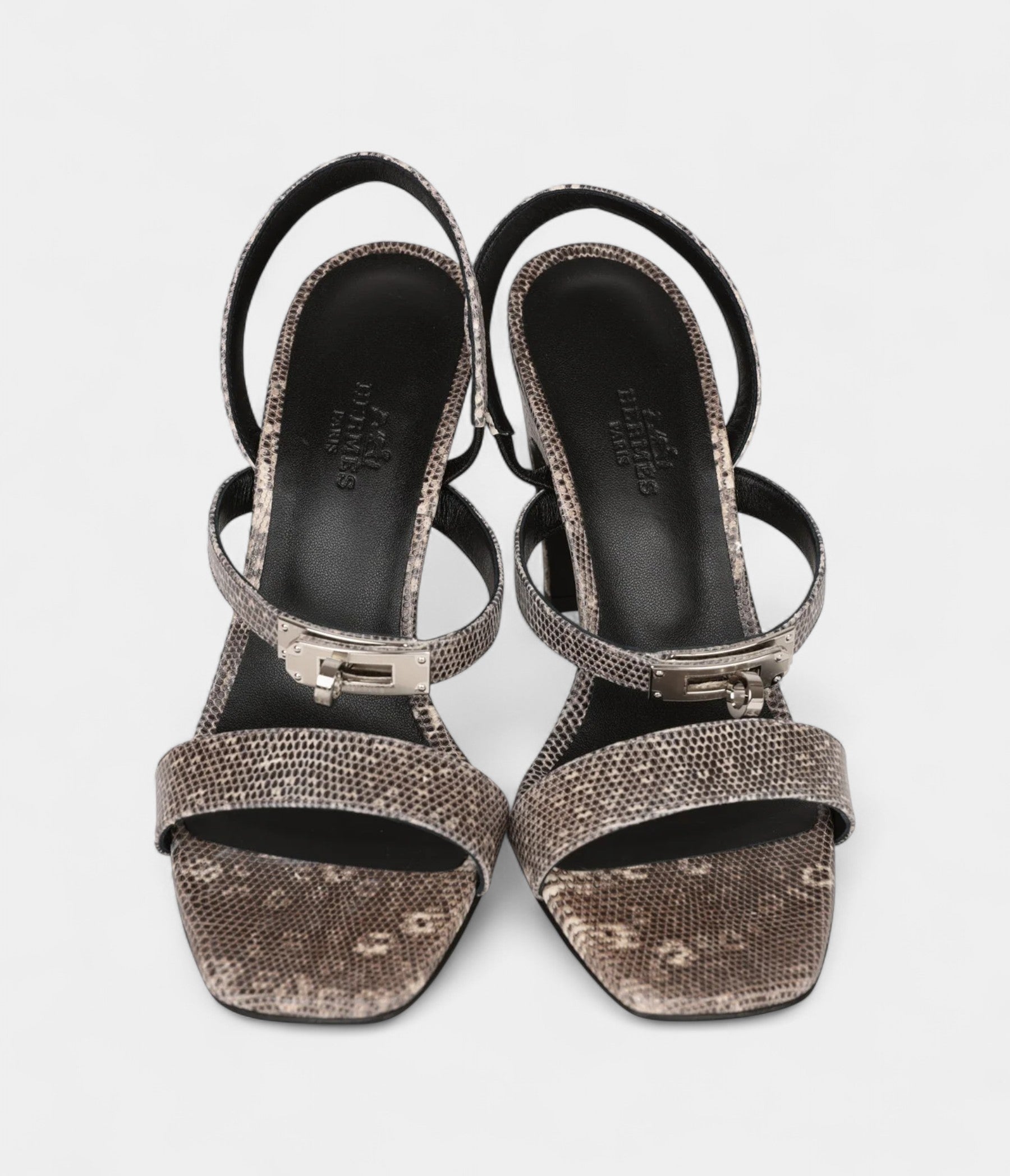Hermès Glamour 95 Sandals Ombre Lizard Palladium Hardware 38 EU