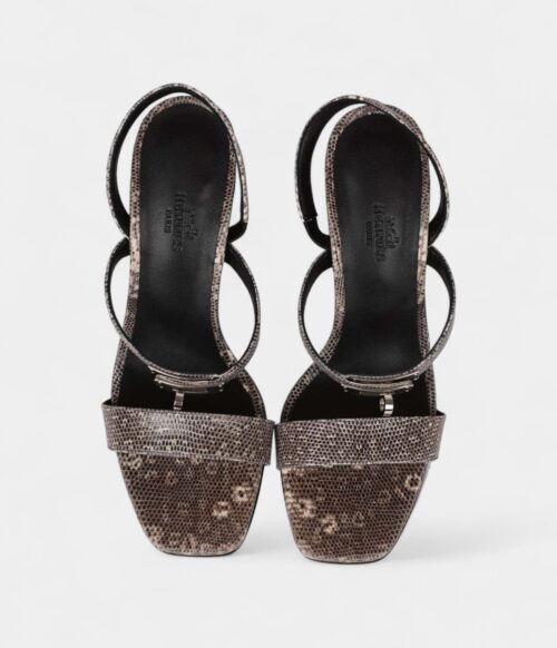 Hermès Glamour 95 Sandals Ombre Lizard Palladium Hardware 38 EU