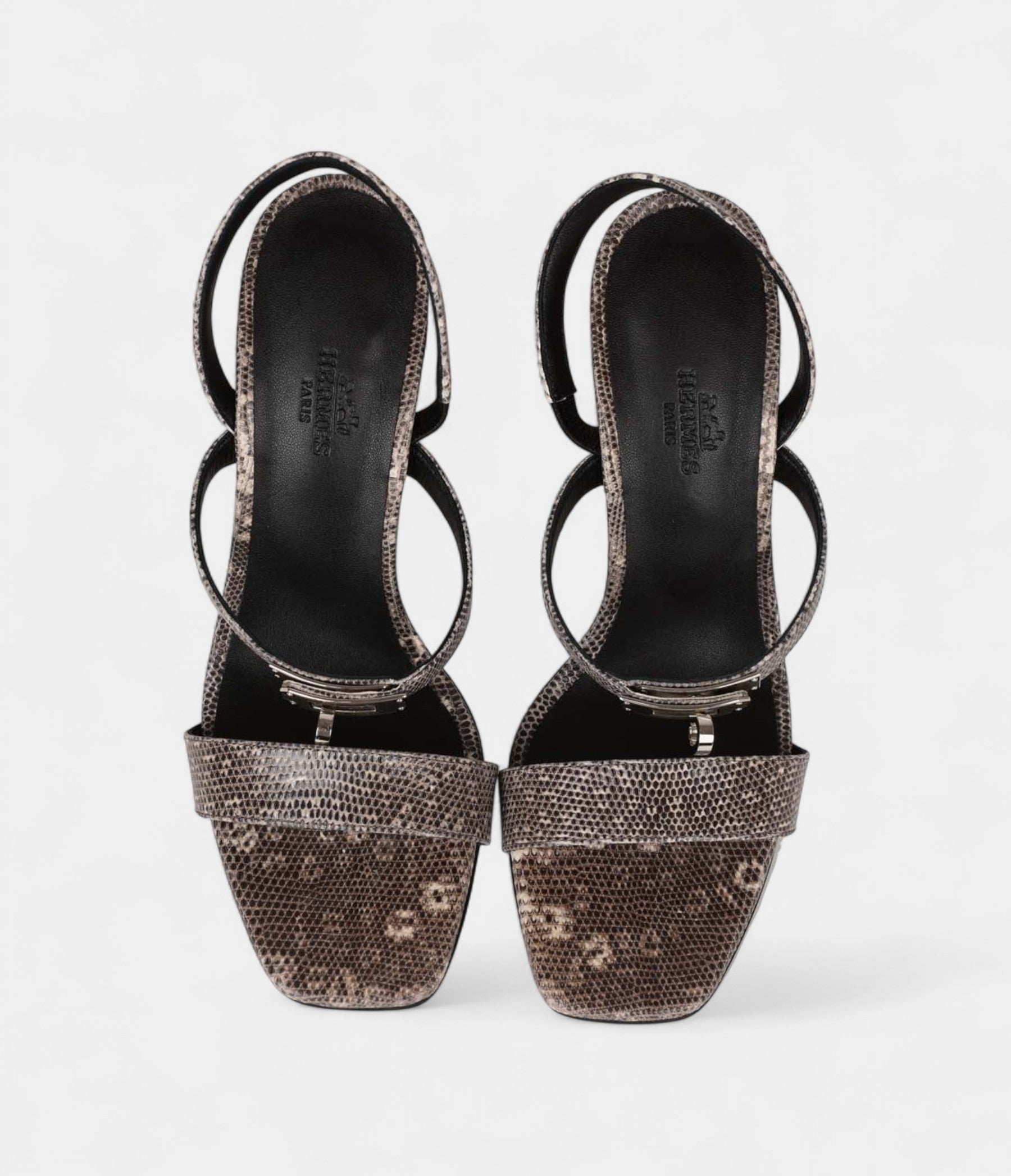 Hermès Glamour 95 Sandals Ombre Lizard Palladium Hardware 38 EU