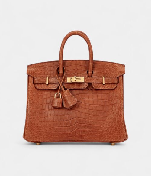 Hermès Gold Matte Porosus Crocodile Birkin 25 Gold Hardware