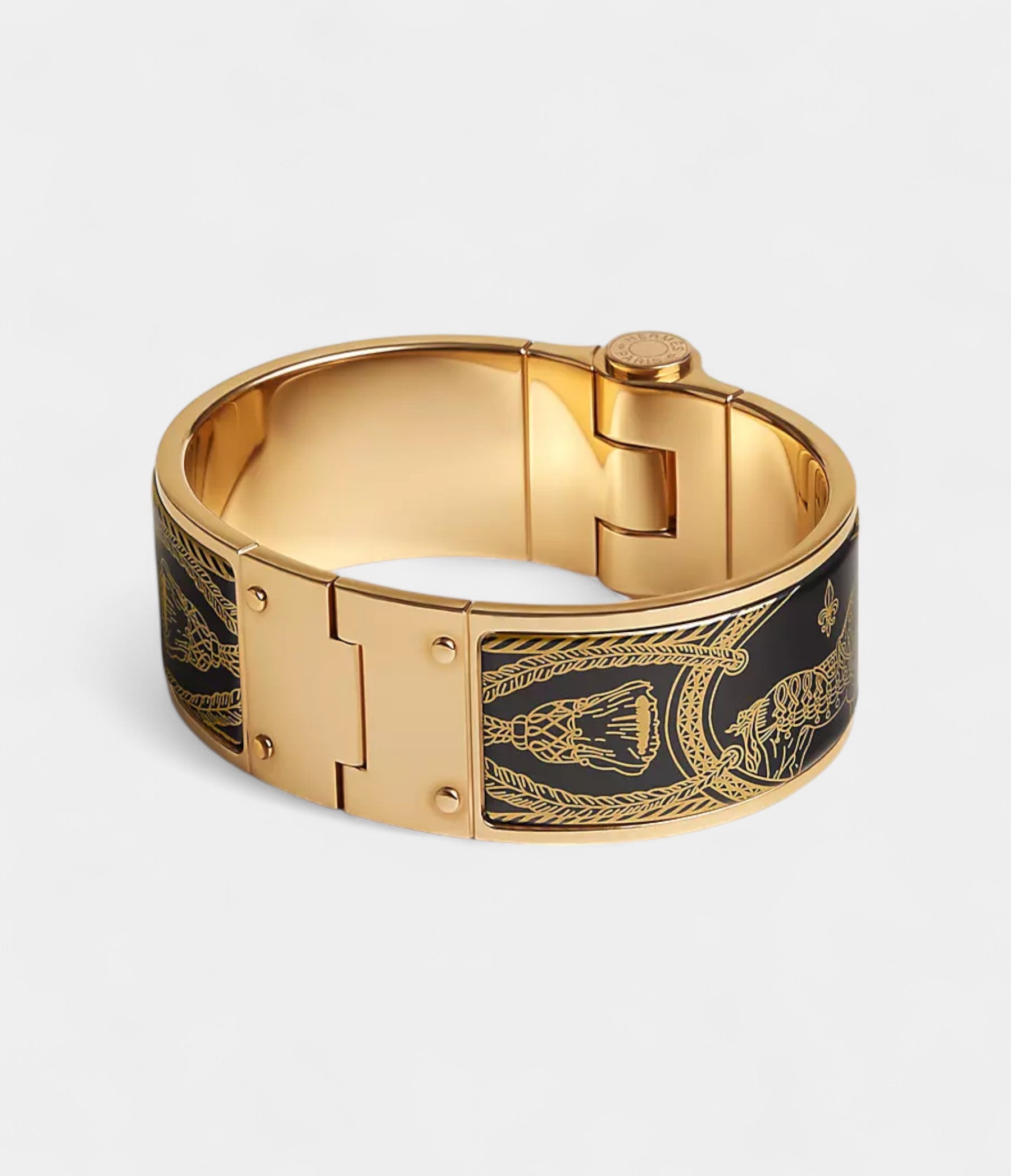 HermesGrandApparatHingedBracelet_OrfevreJauneOrNoir_1_f49096f0-6230-4212-88fd-860f8c448888.jpg Hermès Grand Apparat Hinged Bracelet Orfèvre Jaune