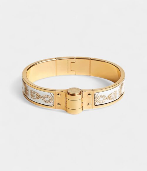 Hermès Grand Apparat Hinged Bracelet Orfèvre Jaune or Blanc