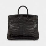 Hermès Graphite Shiny Porosus Crocodile Birkin 25 Gold Hardware