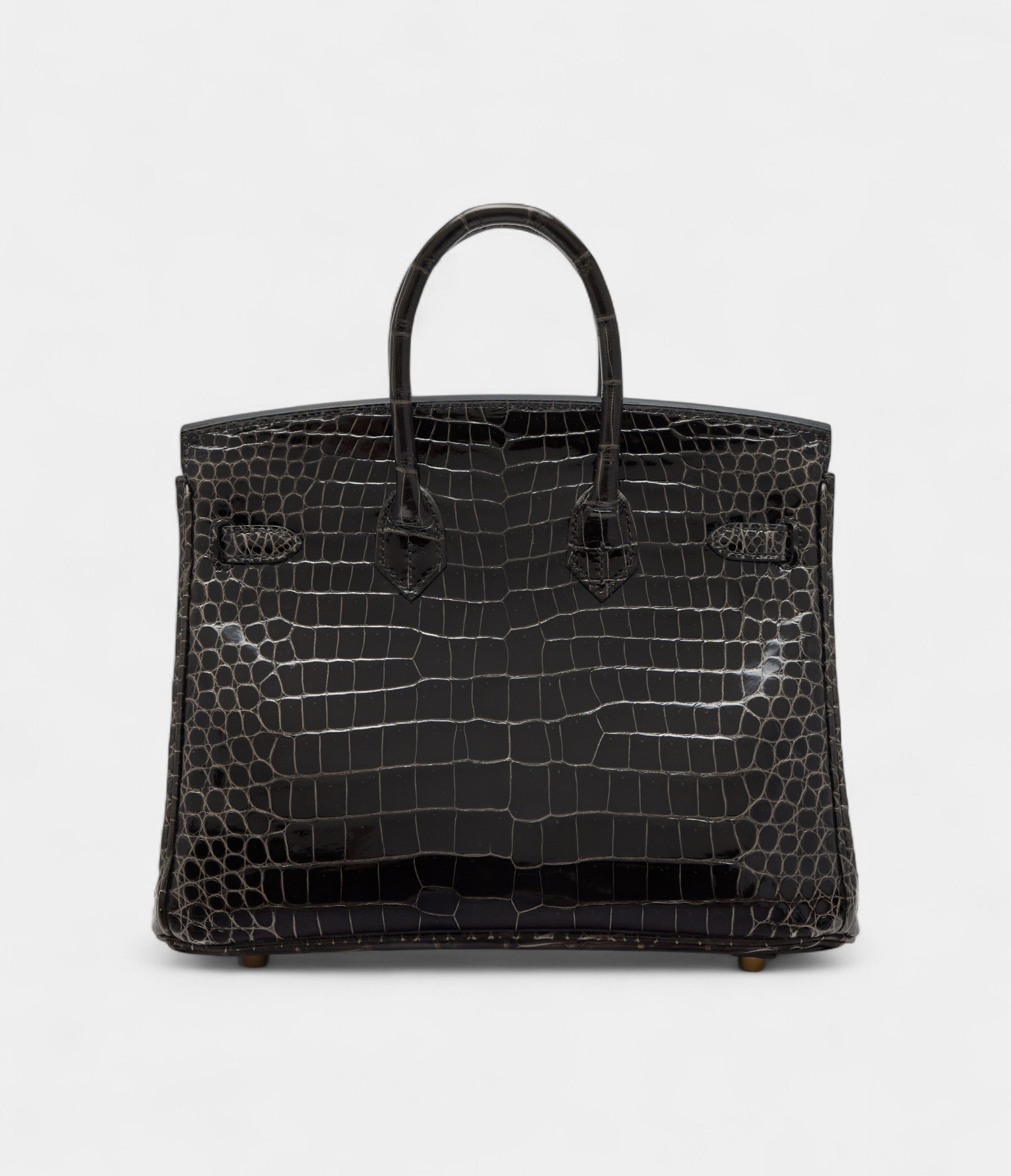 Hermès Graphite Shiny Porosus Crocodile Birkin 25 Gold Hardware