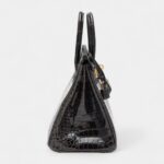 Hermès Graphite Shiny Porosus Crocodile Birkin 25 Gold Hardware
