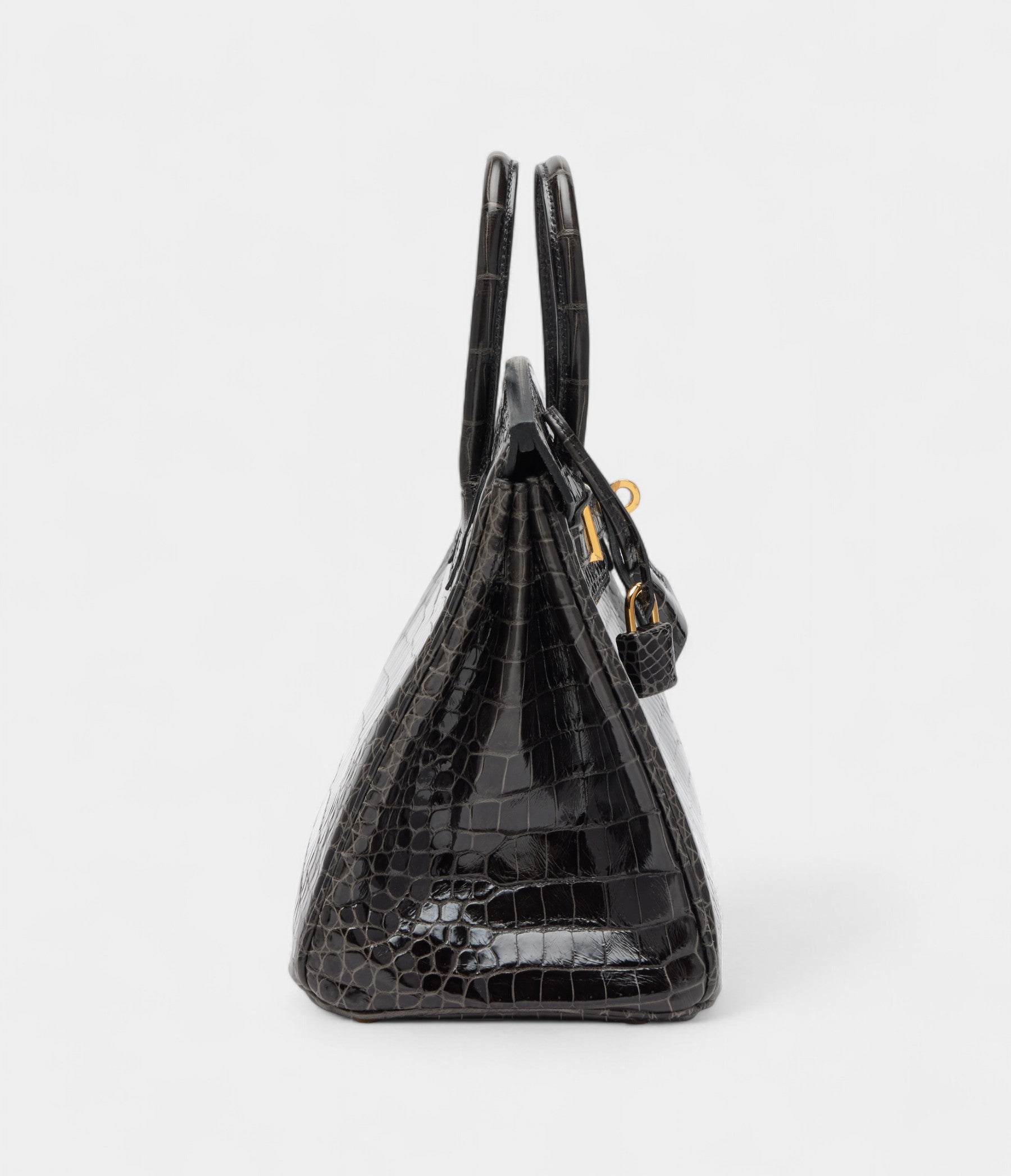 Hermès Graphite Shiny Porosus Crocodile Birkin 25 Gold Hardware