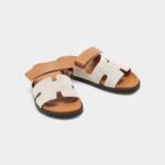 Hermes Grey/Brown Canvas Chypre Sandals 43 EU
