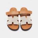 Hermes Grey/Brown Canvas Chypre Sandals 43 EU