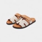 Hermes Grey/Brown Canvas Chypre Sandals 43 EU