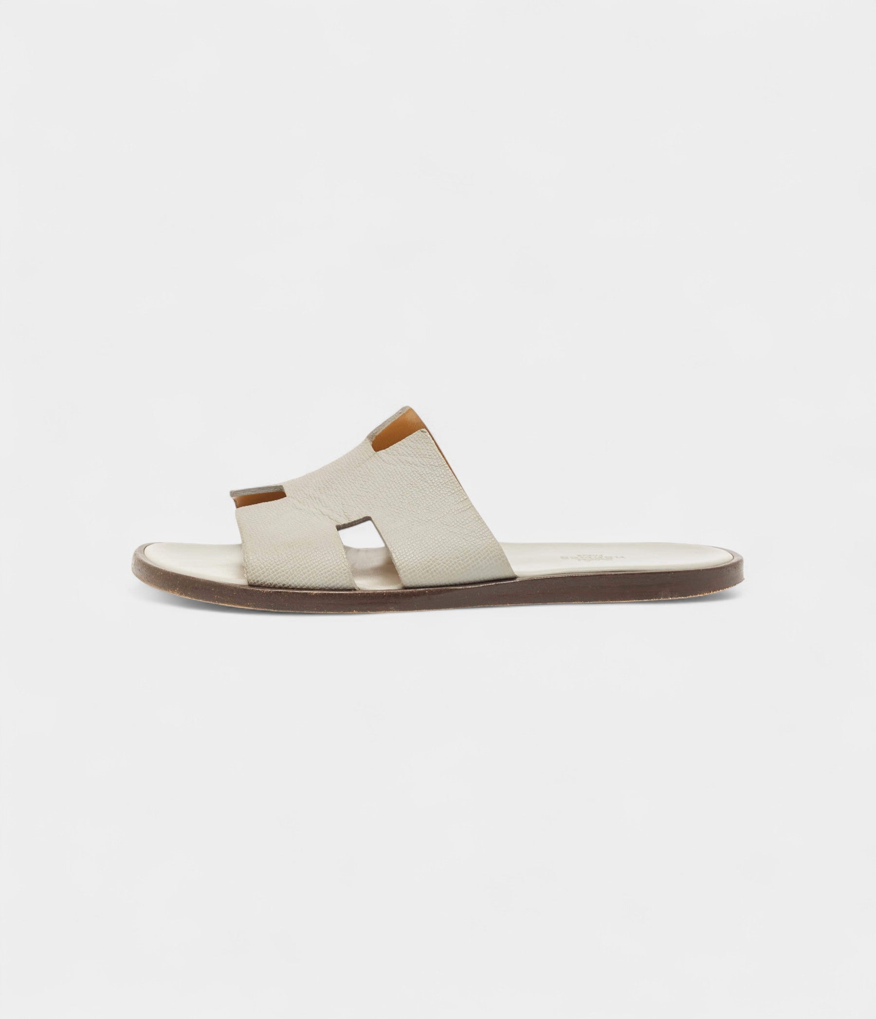 HermesGreyLeatherIzmirFlatSlides41EU_7.jpg Hermes Grey Leather Izmir Flat Slides 41 EU