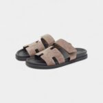 Hermes Grey Suede Chypre Sandals