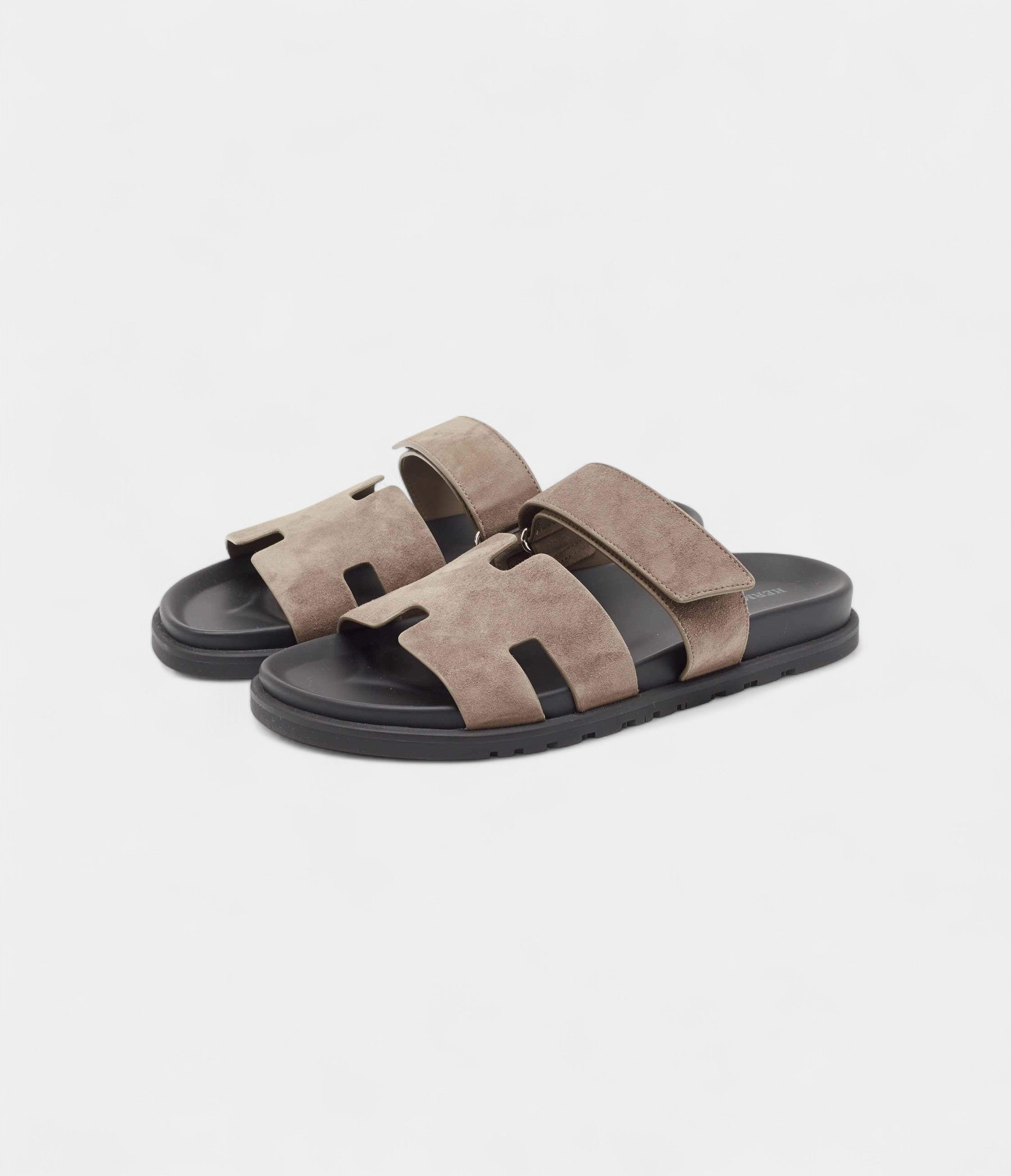 Hermes Grey Suede Chypre Sandals