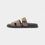 Hermes Grey Suede Chypre Sandals