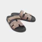 Hermes Grey Suede Chypre Sandals