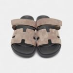 Hermes Grey Suede Chypre Sandals