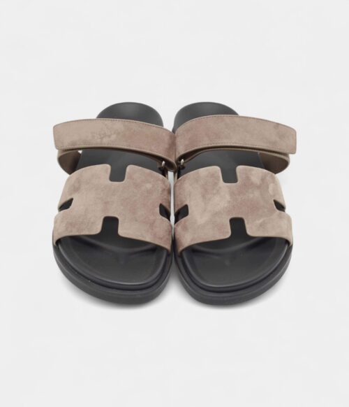 Hermes Grey Suede Chypre Sandals