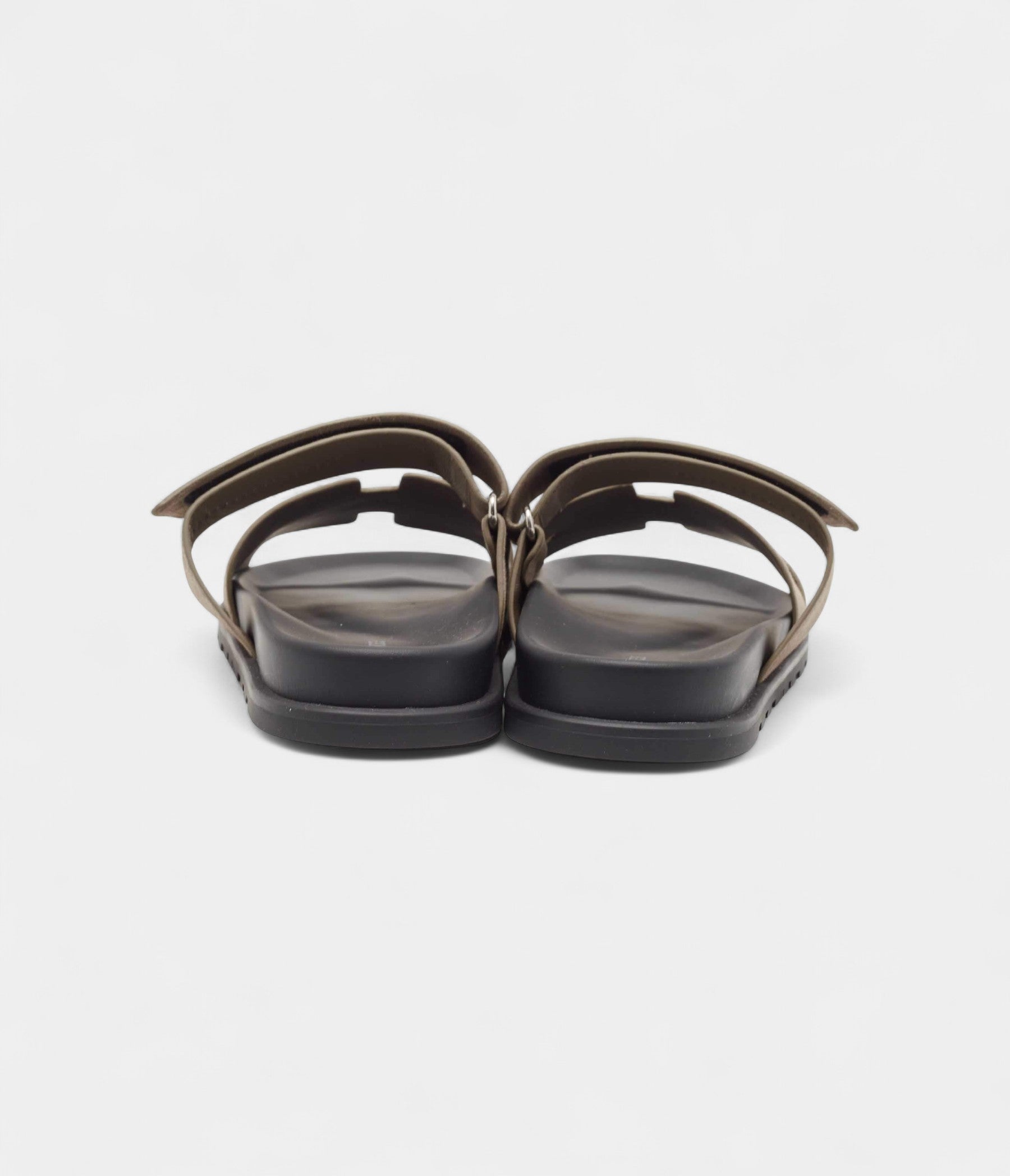 Hermes Grey Suede Chypre Sandals
