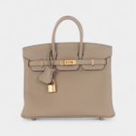 Hermès Gris Tourterelle Togo Birkin 25 Gold Hardware