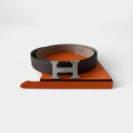 Hermes H Grey Leather Belt